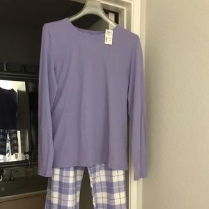 NEW Purple White 2 Piece Pajama Set Size XL